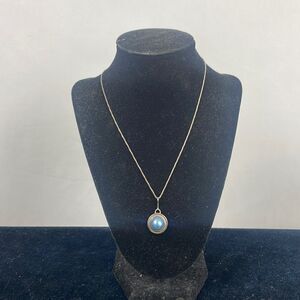 Blue Pearl Italian Pendant Sterling Necklace
